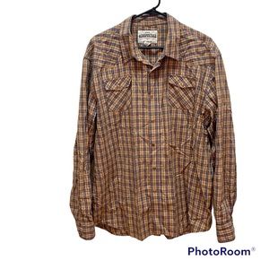 Men’s Aeropostale Plaid Gold Pearl Snap Western Shirt